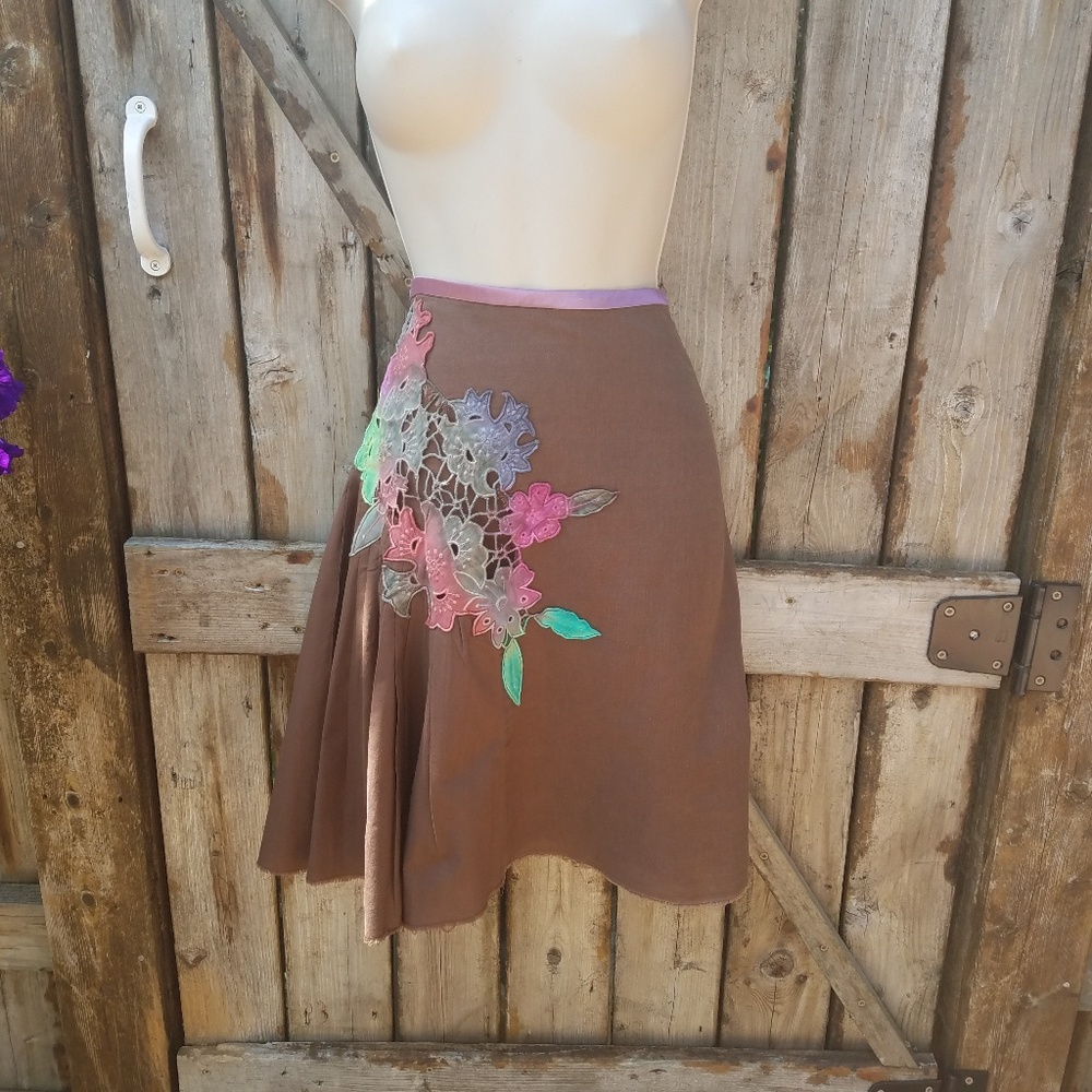 Rare! Free People Brown/pink  Skirt